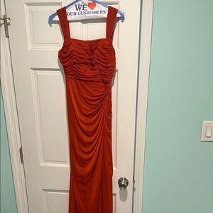 Azazie Orange Ruched Bodycon Dress for Cocktail